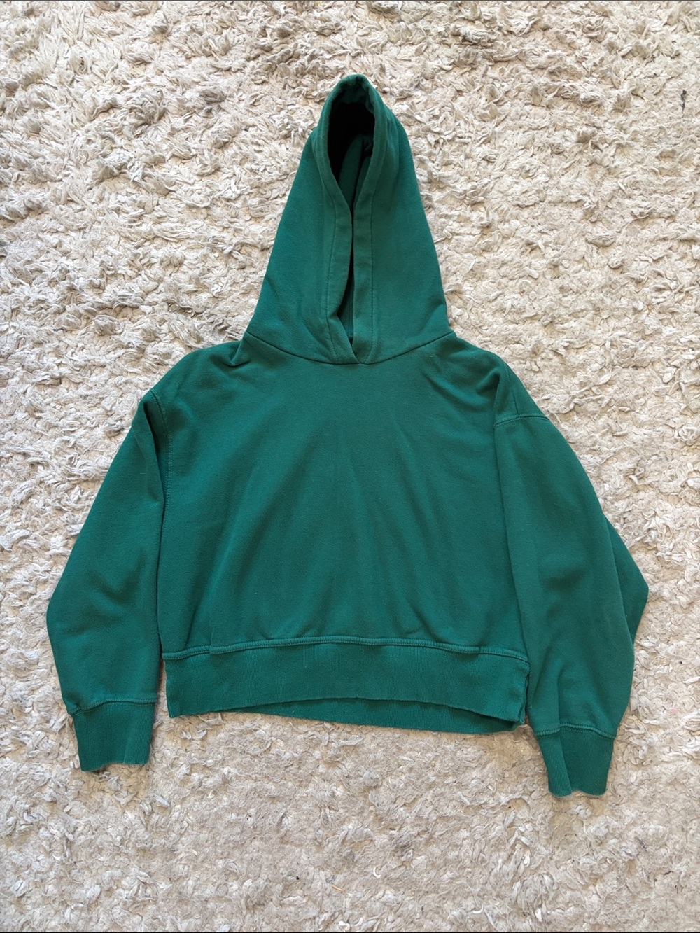 Zara Women's Green Hooded Pullover Sweatshirt